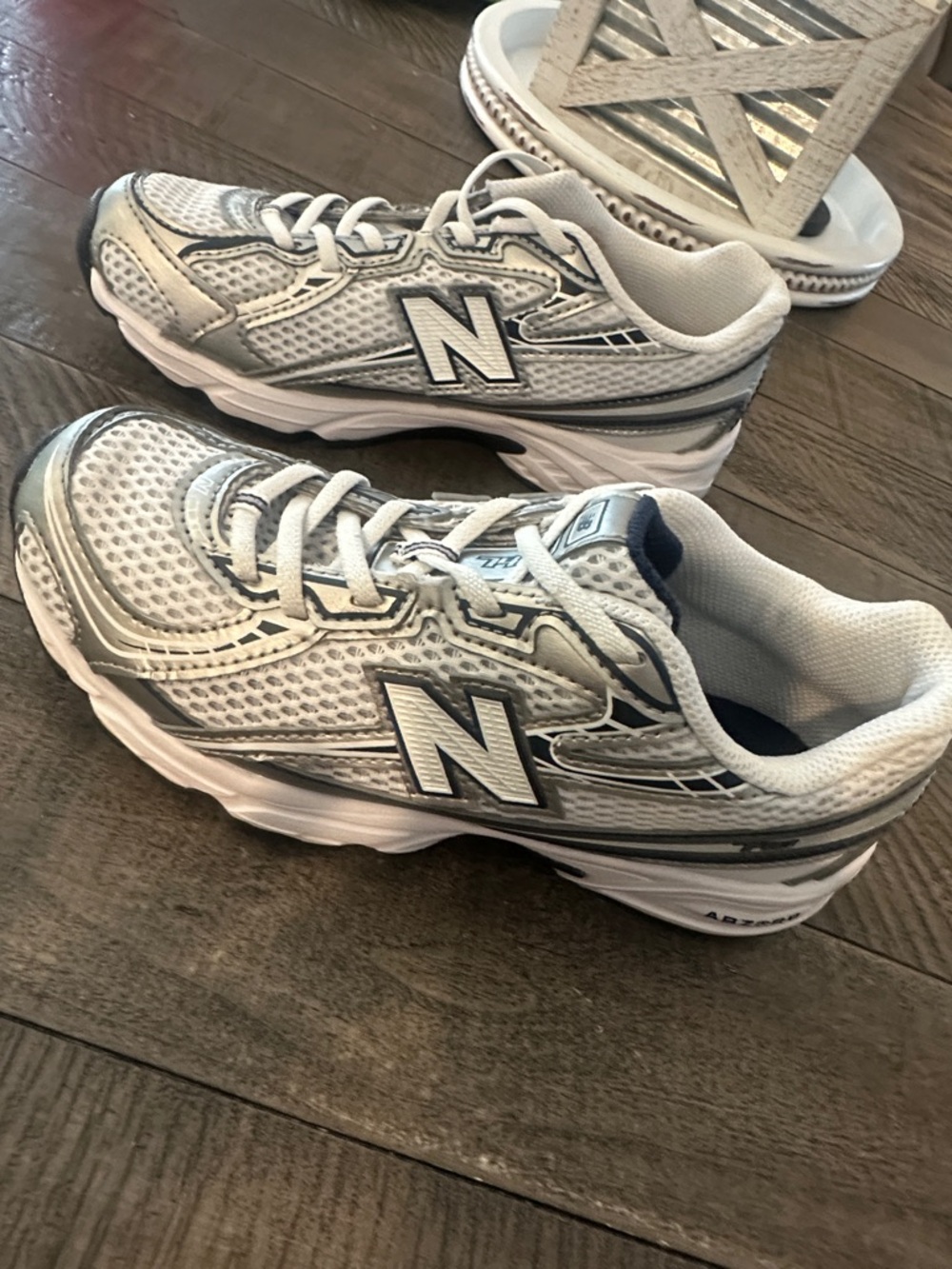 740 New Balance Kids White and Gray Mesh Sneakers